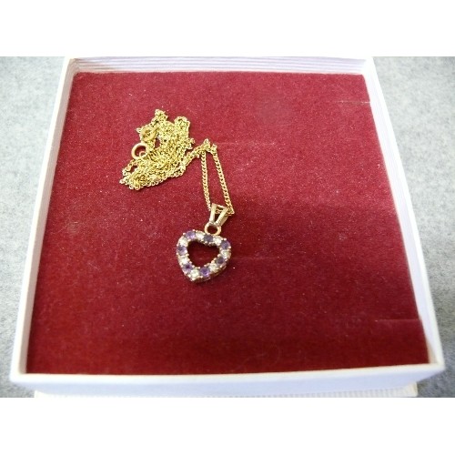 14A - AN 18CT GOLD CHAIN WEIGHT 2.56 PLUS A HEART SHAPED 9CT GOLD PENDANT WEIGHT 1.21GR