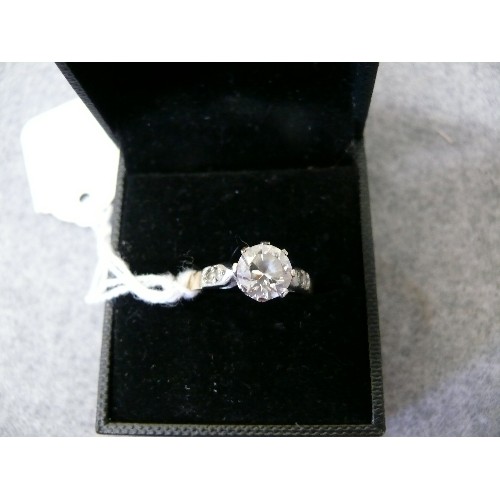 36 - A LOVELY 9CT GOLD SOLITAIRE ENGAGEMENT RING WITH WHITE STONE SIZE S WEIGHT 2.36 GR