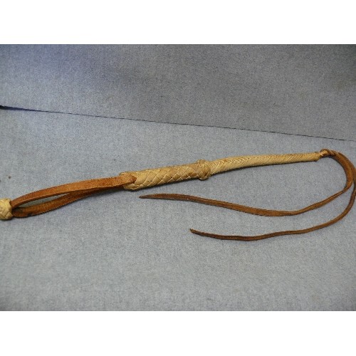 37 - AN AMERICAN COWBOY`S CATTLE WHIP MADE FROM RAWHIDE 100% LEATHER