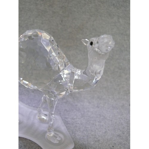 12 - A BEAUTIFUL SWAROVSKI SILVER CRYSTAL FIGURINE OF A CAMEL WITH ORIGINAL BOX