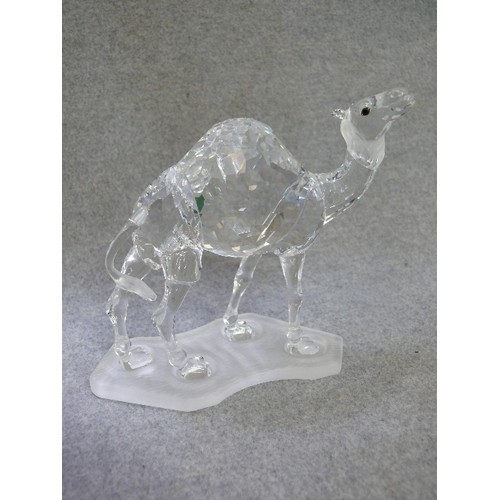 12 - A BEAUTIFUL SWAROVSKI SILVER CRYSTAL FIGURINE OF A CAMEL WITH ORIGINAL BOX