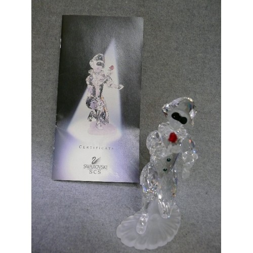 16 - A BEAUTIFUL SWAROVSKI CRYSTAL FIGURINE 'MASQUERADE HARLEQUIN' WITH ORIGINAL BOX AND CERTIFICATE OF A... 