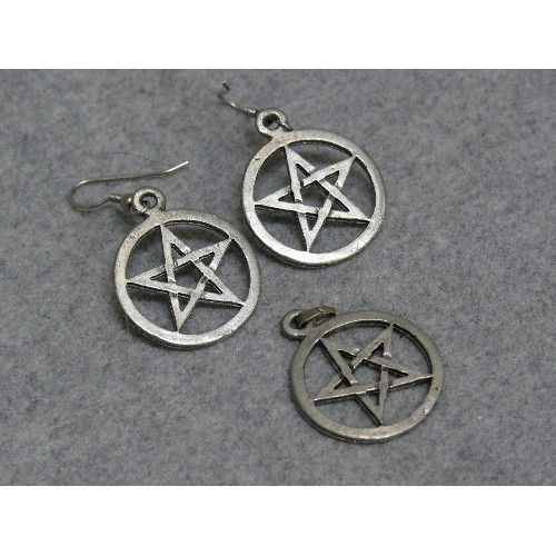 29 - A PAIR OF PAGAN EARRINGS AND A PENDANT OF PAGAN QRIGIN PENTAGRAM PENTACLE