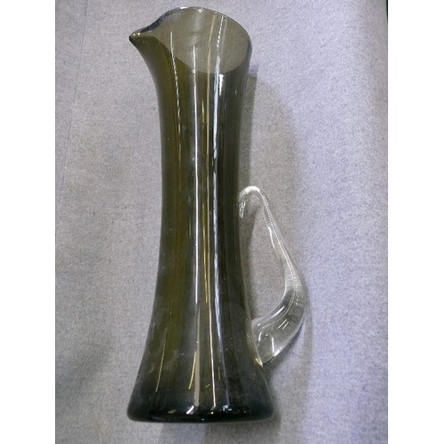 91 - A VERY NICE LARGE SMOKEY GLASS JUG