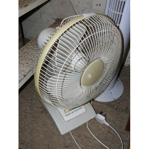 158 - A TOWER FAN AND A DESK FAN