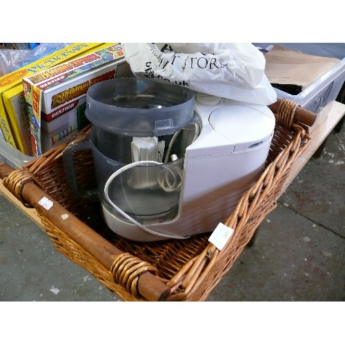 263 - A KENWOOD FOOD PROCESSOR IN A GOOD QUALITY WICKER BASKET