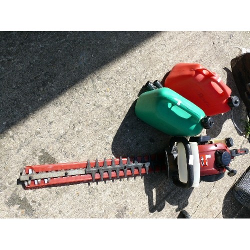 353 - A MOUNTFIELD PETROL HEDGECUTTER PLUS 2 PETROL CANS