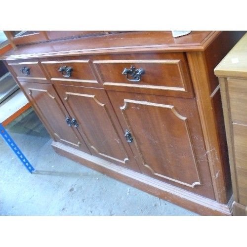 475 - A LARGE DISPLAY CABINET WITH 3 GLAZED DOORS TO TOP AND 3 DOORS AND DRAWERS BELOW