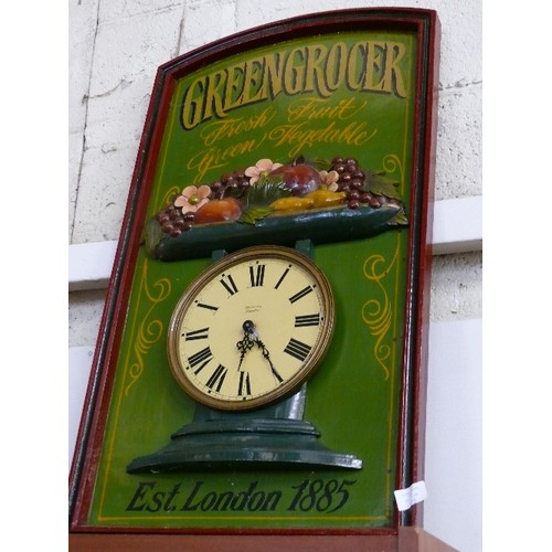 172 - A LARGE WOODEN GREENGROCERS CLOCK SIGN