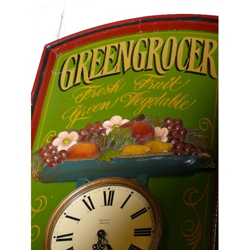 172 - A LARGE WOODEN GREENGROCERS CLOCK SIGN