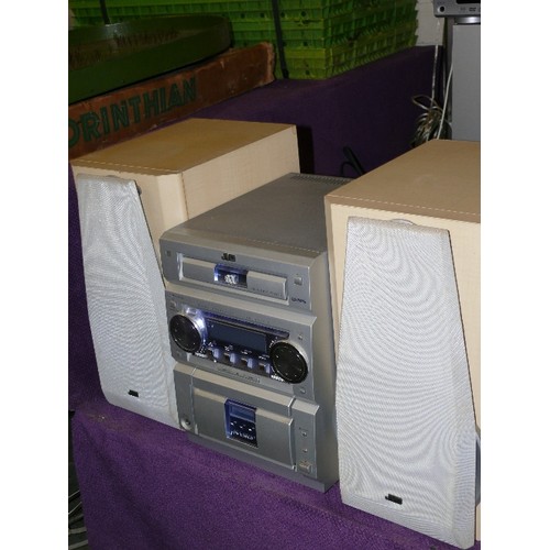 188 - KENWOOD STEREO AUTOMATIC TURNTABLE SYSTEM AND A JVC CD STEREO MICROCOMPONENT SYSTEM WITH SPEAKERS