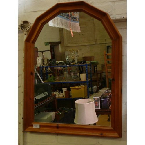 190 - ARCH TOP PINE FRAMED MIRROR