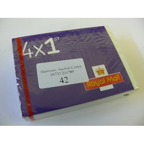 42 - SEALED PACK OF 50 BOOKS OF 4 X 1ST CLASS STAMPS (200 IN TOTAL). RETAIL £270 GUARANTEED GENUINE