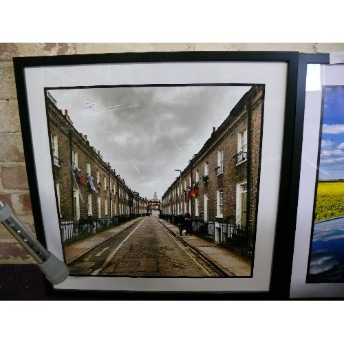 199 - A FRAMED AND GLAZED PHOTO OF MALCOLM STREET IN CAMBRIDGE PLUS A PHOTO OF A RAPESEED FIELD IN MATCHIN... 