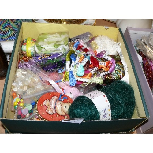 238 - A BOX OF CRAFTWARE SILK THREAD, MOHAIR WOOL ETC