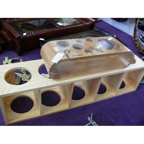 115 - A LARGE WOODEN WINE RACK PLUS A NEW WOODEN STAND