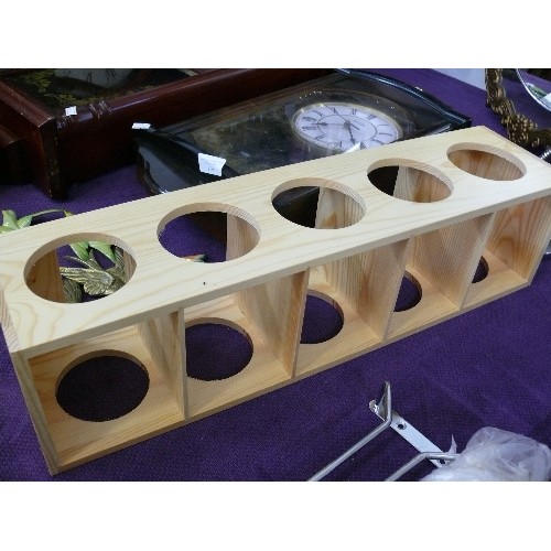 115 - A LARGE WOODEN WINE RACK PLUS A NEW WOODEN STAND