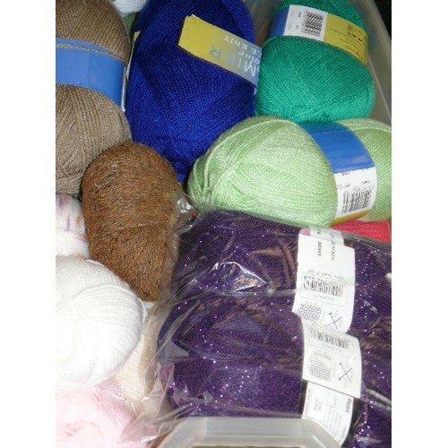 251 - A LARGE BOX OF NEW WOOL, VARIOUS COLOURS