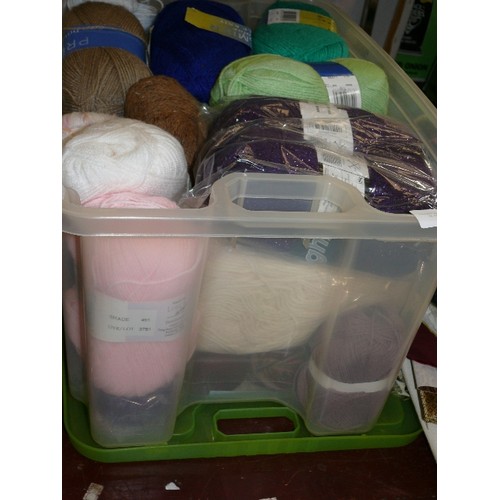 251 - A LARGE BOX OF NEW WOOL, VARIOUS COLOURS