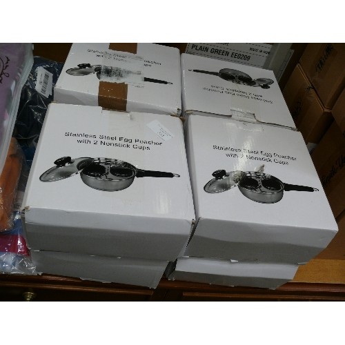 333 - 8 NEW STAINLESS STEEL EGG POACHING PANS