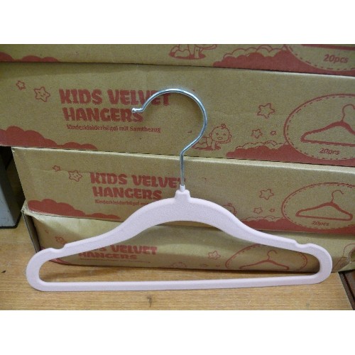 331 - 6 BOXES OF NEW VELVET CHILDREN'S COAT HANGERS