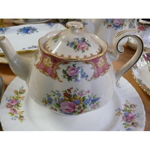 243 - A NICE COLLECTION OF VARIOUS ROYAL ALBERT CHINA TO INCLUDE LADY CARLYLE TEAPOT AND COFFEE POT