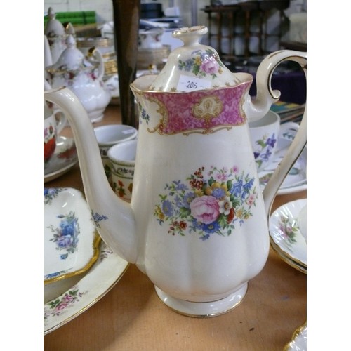 243 - A NICE COLLECTION OF VARIOUS ROYAL ALBERT CHINA TO INCLUDE LADY CARLYLE TEAPOT AND COFFEE POT