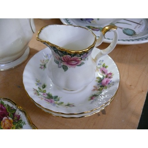 243 - A NICE COLLECTION OF VARIOUS ROYAL ALBERT CHINA TO INCLUDE LADY CARLYLE TEAPOT AND COFFEE POT