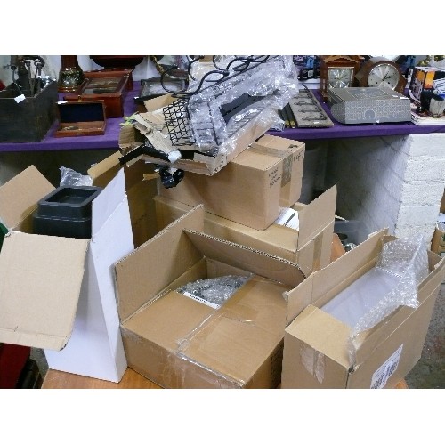 335 - 6 BOXES OF VARIOUS NEW STORAGE SOLUTIONS PLUS A BOX OF CHAIR RAISERS