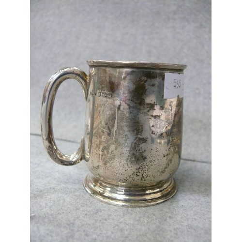 11 - A SILVER MINI TANKARD CHRISTENING GIFT,  BIRMINGHAM 1935 BY JOSEPH GLOSTER Ltd