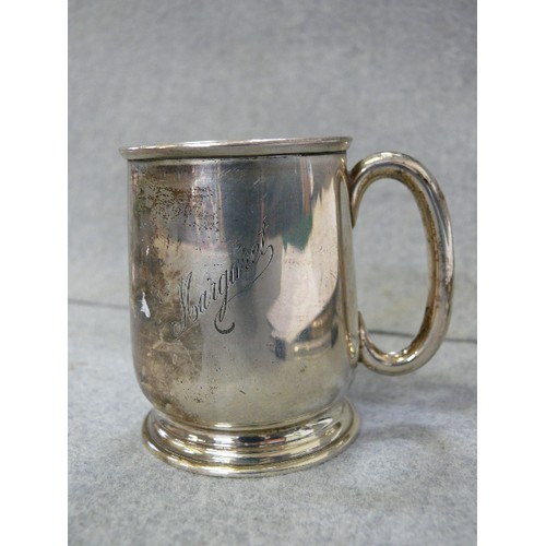 11 - A SILVER MINI TANKARD CHRISTENING GIFT,  BIRMINGHAM 1935 BY JOSEPH GLOSTER Ltd