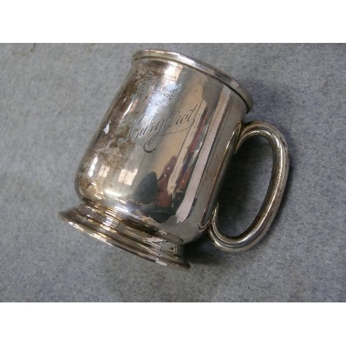 11 - A SILVER MINI TANKARD CHRISTENING GIFT,  BIRMINGHAM 1935 BY JOSEPH GLOSTER Ltd