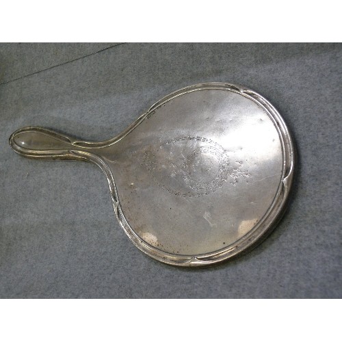 13 - A VERY HEAVY SOLID SILVER HAND MIRROR CHESTER 1924 BY J & R Griffin (Joseph & Richard Griffin)