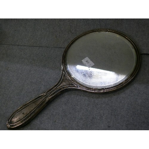 13 - A VERY HEAVY SOLID SILVER HAND MIRROR CHESTER 1924 BY J & R Griffin (Joseph & Richard Griffin)