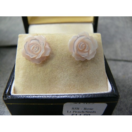 22 - FROM THE BYZANTIUM COLLECTION PAIR OF PINK CRYSTAL ROSES  PLUS 2 PAIRS OF STELLA PICCIOTTO OF VERONA... 