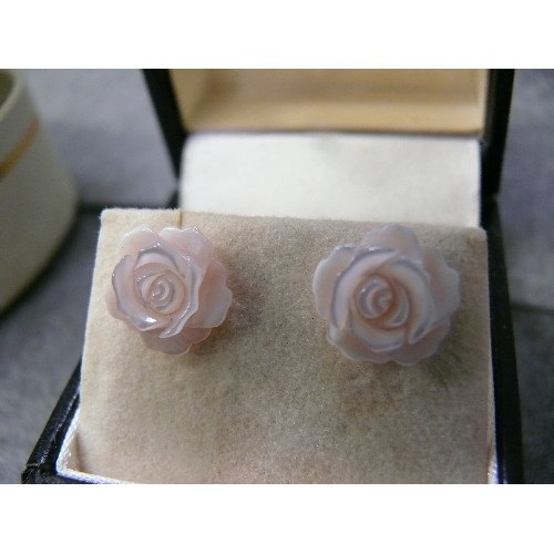 22 - FROM THE BYZANTIUM COLLECTION PAIR OF PINK CRYSTAL ROSES  PLUS 2 PAIRS OF STELLA PICCIOTTO OF VERONA... 