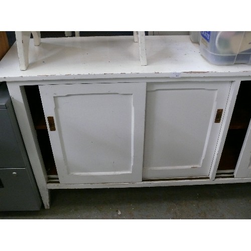 403 - PAINTED SIDEBOARD WITH SLIDING DOORS, IDEAL FOR RESTORATION OR JUST STORAGE