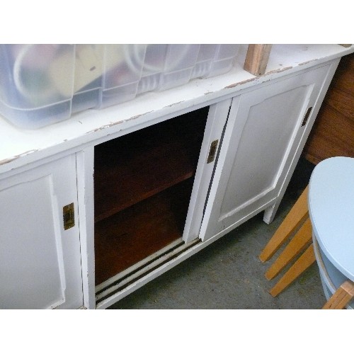 403 - PAINTED SIDEBOARD WITH SLIDING DOORS, IDEAL FOR RESTORATION OR JUST STORAGE