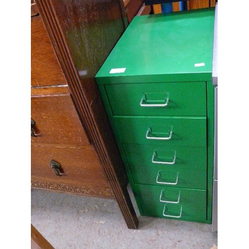 406 - GREEN METAL 6 DRAWER INDEX FILING CABINET