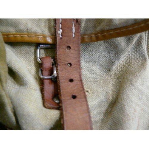 416 - 2 X CANVAS AND LEATHER RUCK SACKS, POSSIBLY MILITARY