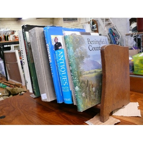 420 - OAK FREE STANDING BOOKSHELF WITH BOOKS OF INTEREST