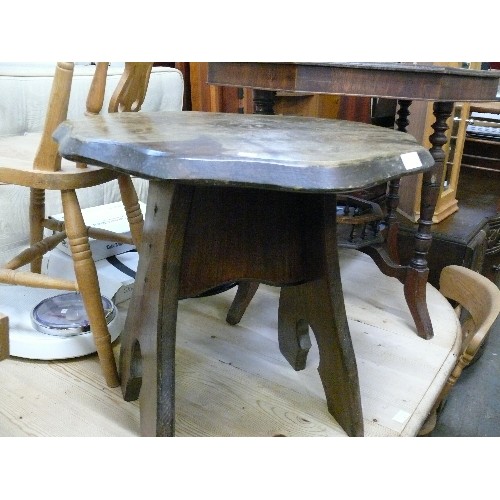 423 - MID CENTURY RUSTIC SIDE TABLE WITH ELM TOP