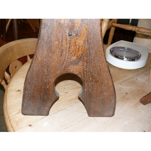 423 - MID CENTURY RUSTIC SIDE TABLE WITH ELM TOP