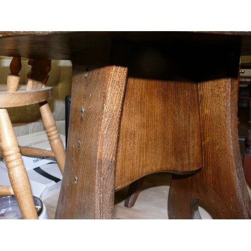 423 - MID CENTURY RUSTIC SIDE TABLE WITH ELM TOP