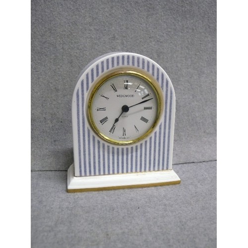 1 - WEDGWOOD CERAMIC CLOCK ' RALPH LAUREN' IN BLUE AND WHITE STRIPE