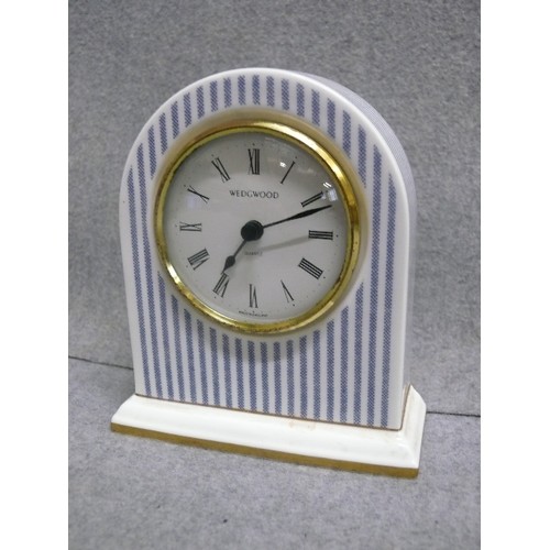 1 - WEDGWOOD CERAMIC CLOCK ' RALPH LAUREN' IN BLUE AND WHITE STRIPE