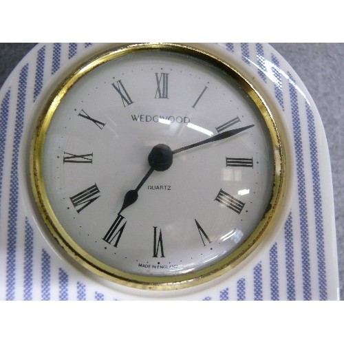 1 - WEDGWOOD CERAMIC CLOCK ' RALPH LAUREN' IN BLUE AND WHITE STRIPE