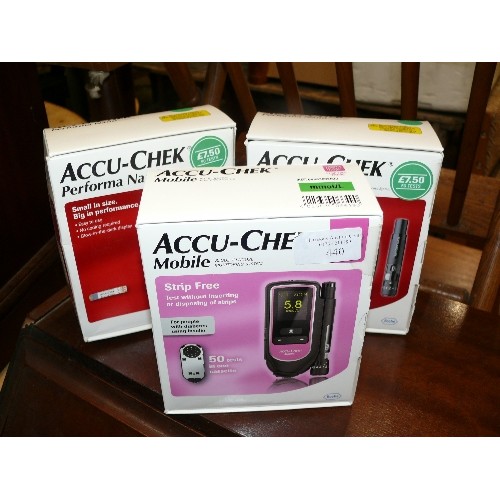 440 - 3 X MOBILE BLOOD GLUCOSE MONITORING SYSTEM BY ACCU-CHEK