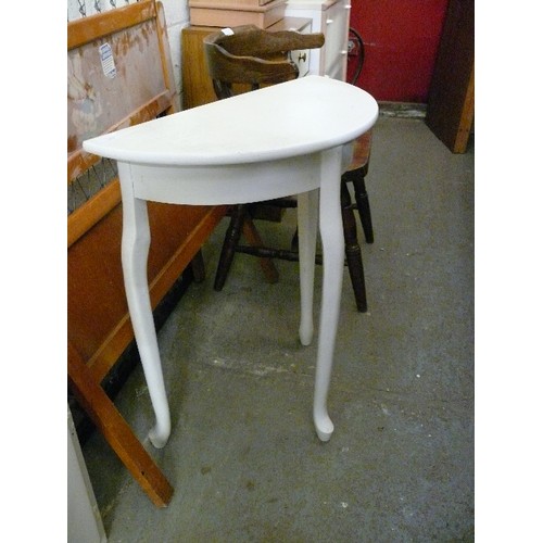 463 - DEMI LUNE CONSOLE TABLE IN WHITE