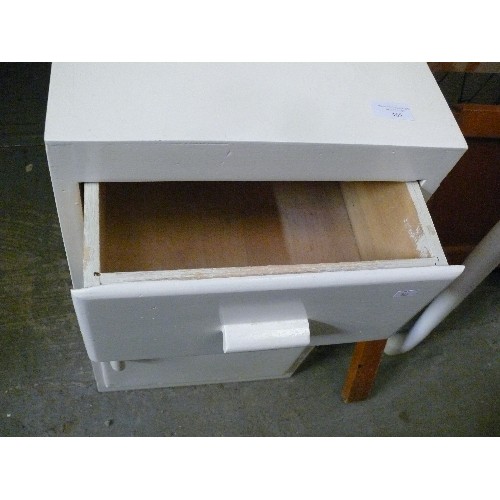 465 - BEDSIDE CABINET WITH DRAWER AND CUPBOARD, PAINTED WHITE